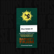 Grüne Blue Gelato 41 Verpackung von Barneys Farm mit Sonne für 5 Feminisierte Samen