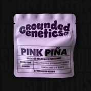 Lavendelfarbenes Grounded Genetics Pink Pina Päckchen mit schwarzer Aufschrift zu Abstammung